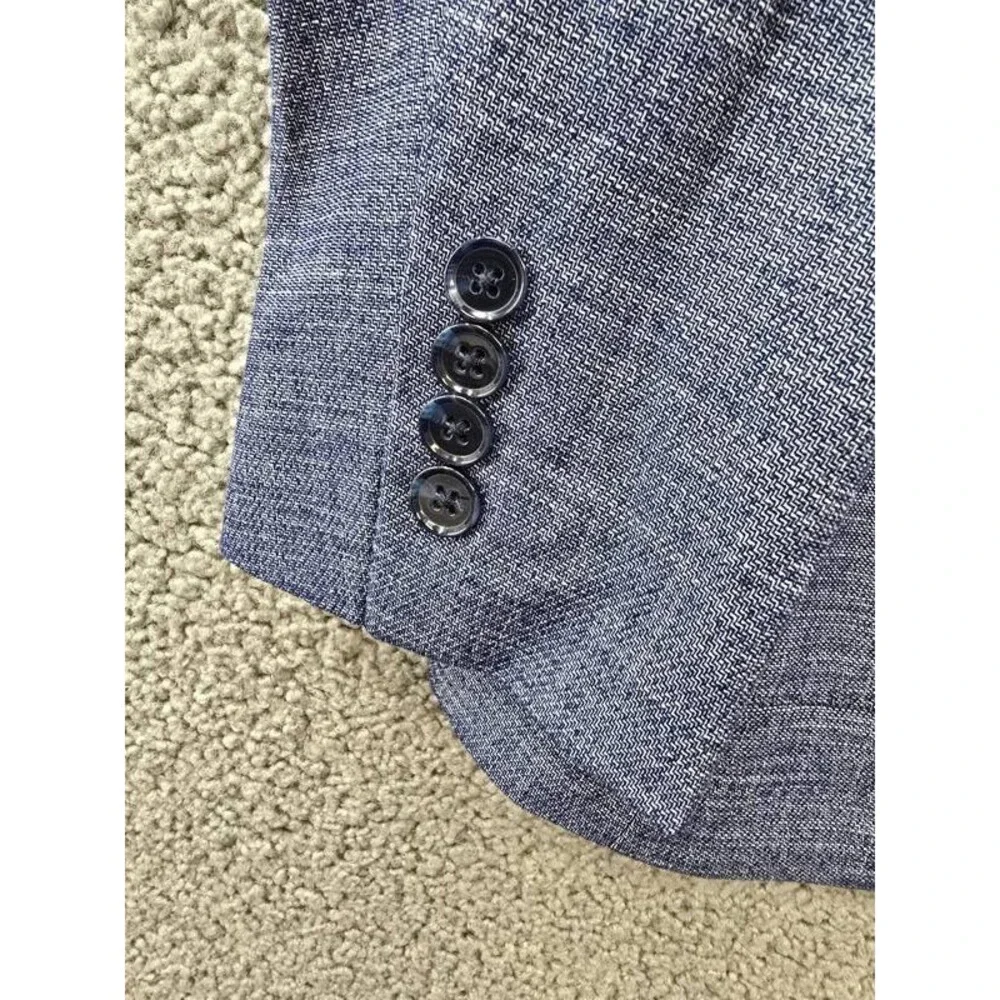 Calvin Klein Solid Slim Fit Soft Sport Coat Men's 40R Blue Button Closure L/S
